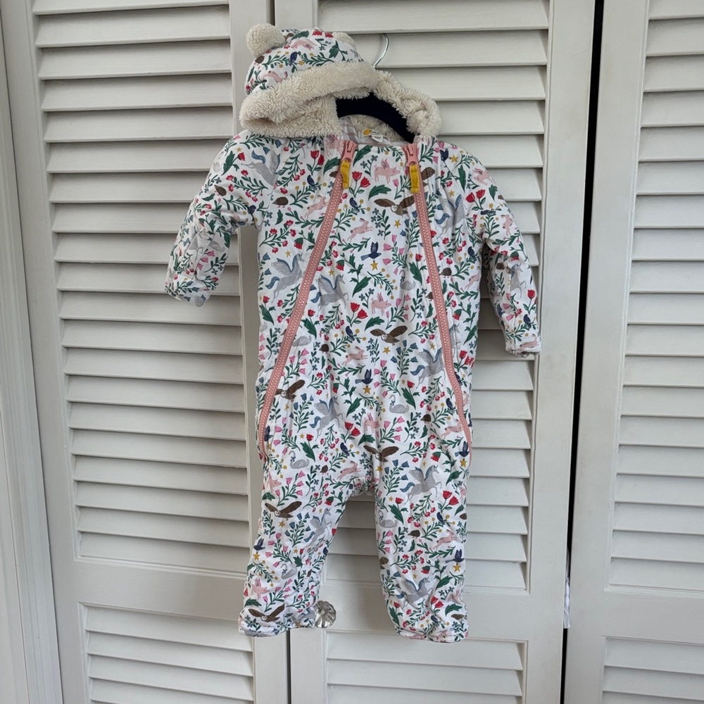Baby Boden Floral One Piece with Bear Ears